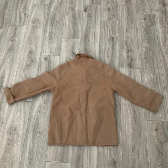 Talbots Wool Cardigan Women's Small Tan Oversized Sweater Collared Flat Pockets - Picture 2 of 10